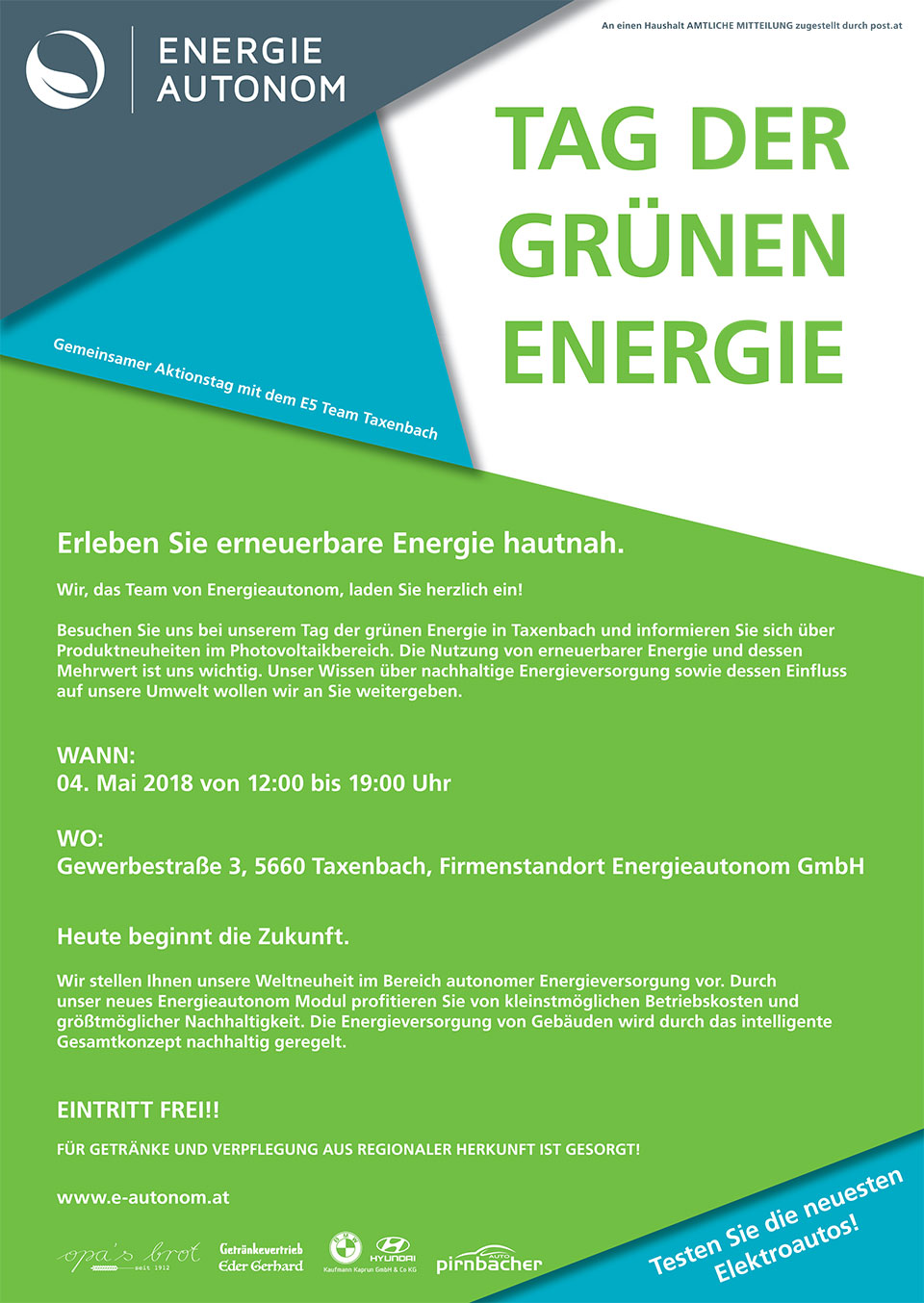 Tag der grünen Energie - Taxenbach Pinzgau Flyer