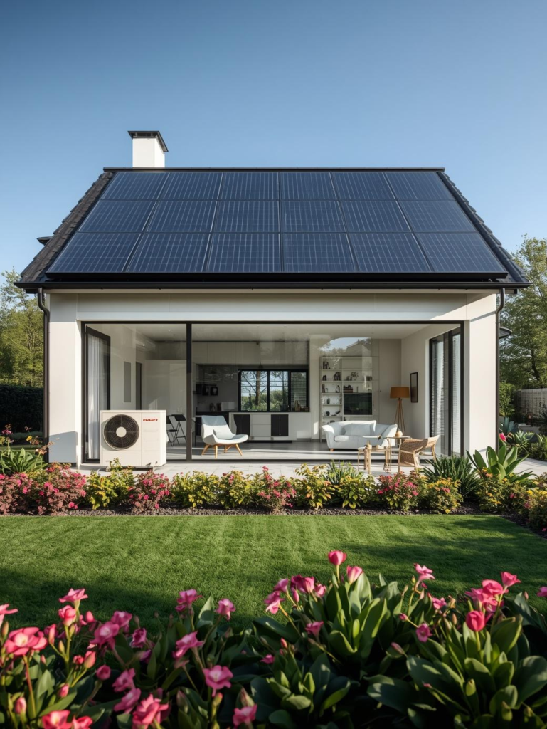Haus mit Wärmepumpe Photovoltaik Kombination