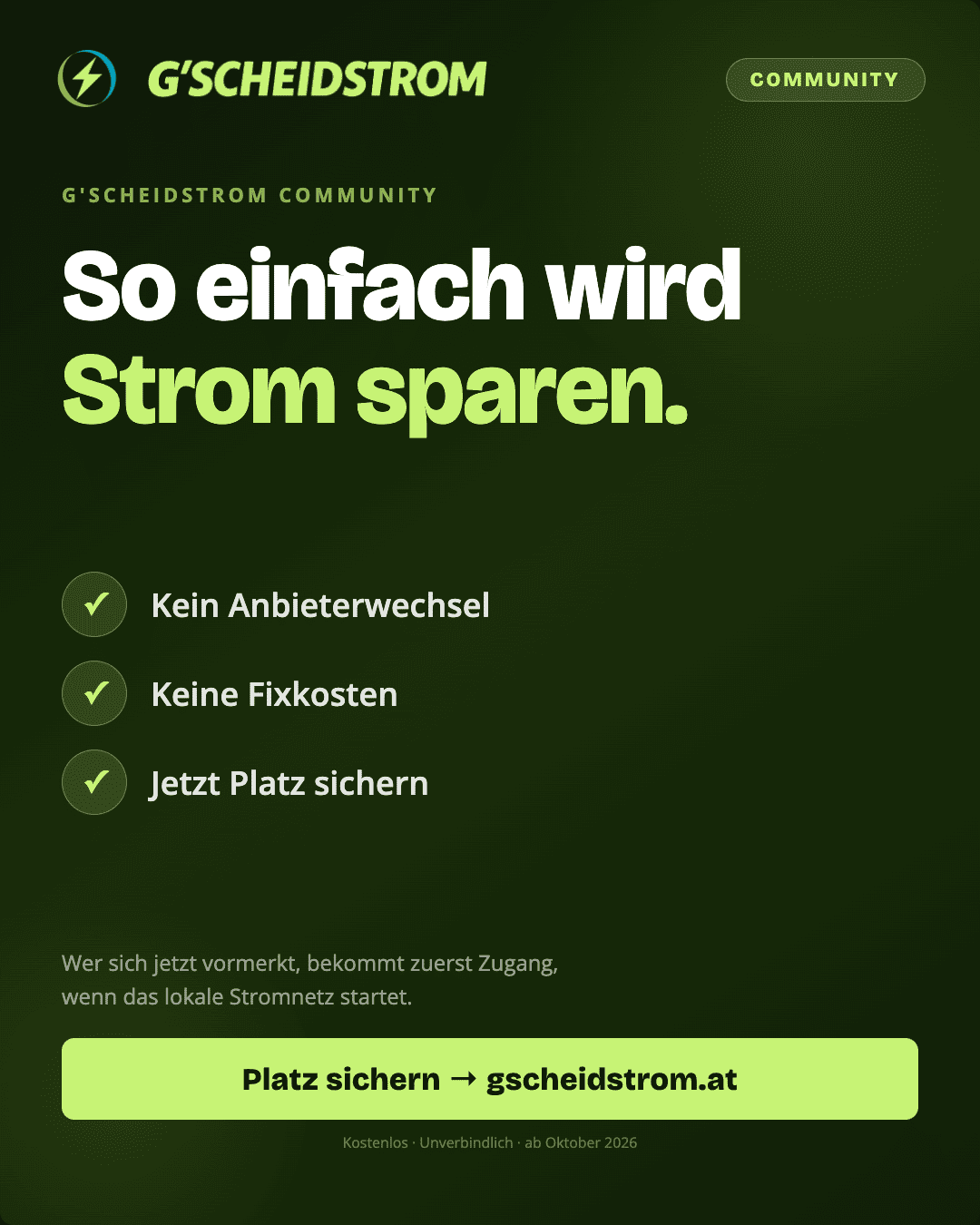 G’SCHEIDSTROM Community: Strom vom Nachbarn ab Oktober 2026